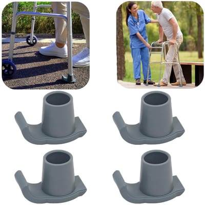 4-delige glijmat - loophulp voetbedekking - wandelstok voetkussen - babywalker glijmat - accessoires voor mobiliteitsondersteuning voor ouderen - geschikt voor rolstoelen, rollators en wandelstokken (8*5 cm - grijs)