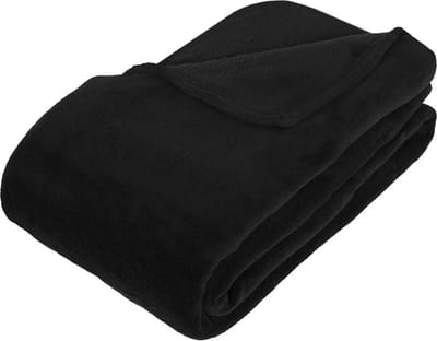 Atmosphera Grote Fleece bank deken/fleece plaid - zwart - 180 x 230 cm - polyester