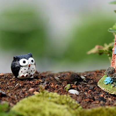 Mini Uil Beeldje Levendige Kleuren Mini Schattig Veilig Geurloos Hars Duurzame Uil Decoratie voor Thuis Kantoor Plank zwart