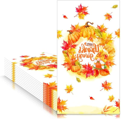 Herfst servetten met esdoornblad en pompoenpatroon, 20 stuks voor feestelijke tafeldecoratie, perfect voor Thanksgiving en oogstfeesten