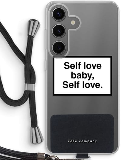 Case Company® - Hoesje met koord geschikt voor Samsung Galaxy S24 hoesje met Koord - Self love - Telefoonhoesje met Zwart Koord - Bescherming aan alle Kanten en Over de Schermrand