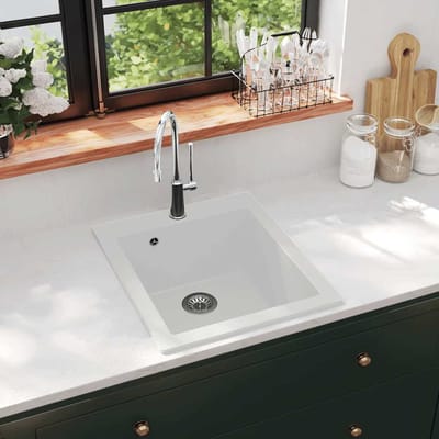 vidaXL - Spoelbak - opbouw - enkele - bak - graniet - wit