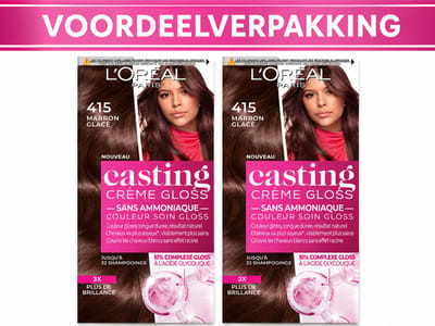 L'Oréal Casting Crème Gloss Semi-Permanente Haarkleuring 415 As Middenbruin - 2 x - Voordeelverpakking