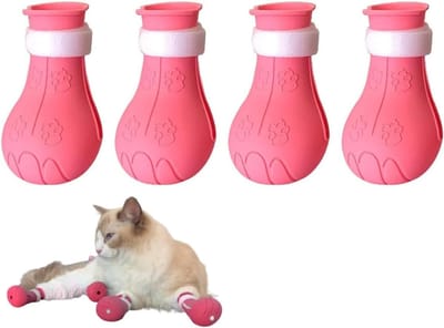 Siliconen Kat Beschermende Schoenen - Antikraslaarzen met Stekelige Pootbescherming voor Huisdieren (Roze)