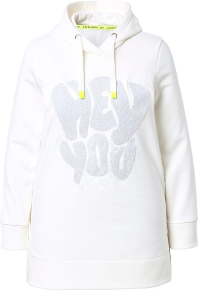 Laurasøn - Dames - Lang sweatshirt lange mouw capuchon OEKO-TEX - Off-white - Maat 44+