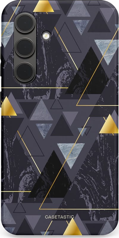 Casetastic hoesje geschikt voor Samsung Galaxy S24 - Dubbellaagse bescherming - Zwart Goudpatroon - Fashion Case - Donkergrijs Grijs
