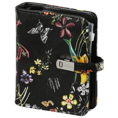 1311-12 hervulbare Pocket Ringband Agenda Organizer Zee van bloemen zwart 1 week per 2 paginas 2026-2027-2028