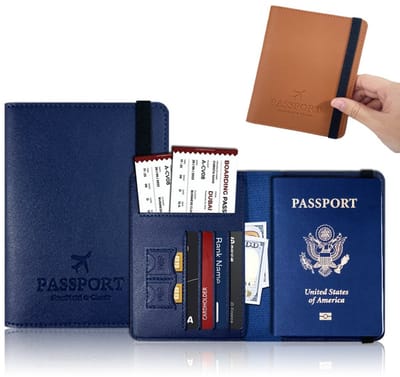 Luxe PU Leren Paspoort Hoesje I Paspoort Houder I Paspoort Cover I Paspoort Omslag I Paspoort Etui I Donkerblauw