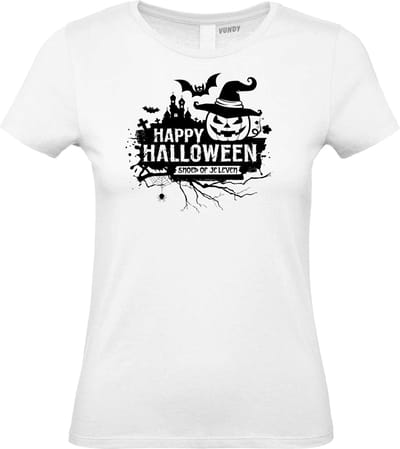 Dames t-shirt Snoep of je leven | Halloween Kostuum Volwassenen | Halloween | Foute Party | Wit dames | maat XS