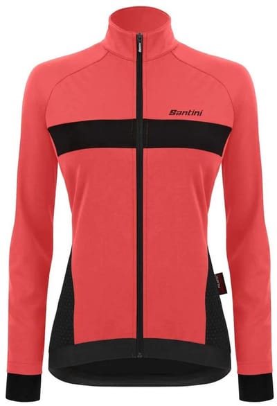 Santini Fietsjack Winter Dames Roze Zwart - Coral Bengal Winter Jacket For Women Granatina - M