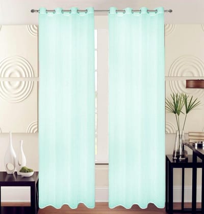 Kant en Klaar Vitrage Gordijn - Met Ringen - 140x240 cm - Licht Blauw