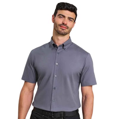 Premier Heren Supreme Oxford overhemd met korte mouwen (Staal)