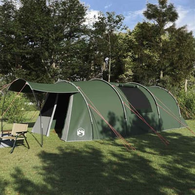 vidaXL - Tunneltent - voor - 4 - Personen - 4-persoons - Groen - en - Wit