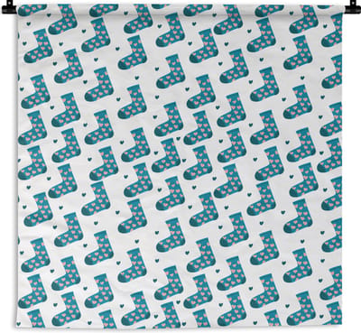 Wandkleed - Wanddoek - Sokken - Patronen - Hartjes - 180x180 cm - Wandtapijt