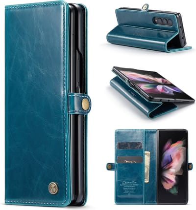 Casemania Hoesje Geschikt voor Samsung Galaxy Z Fold 3 - Emerald Green - Portemonnee Book Case