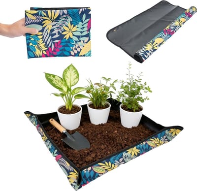 SnelShoppen - Waterproof Repotting Mat 75x75cm voor Binnenplanten, Transplantatie Mat voor Succulenten, Tuingereedschap met Hoekbescherming