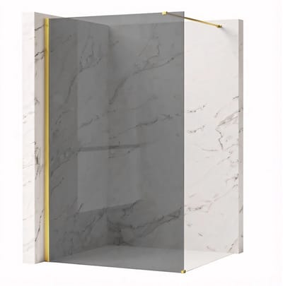 Rea Flexi Grey - Douchewand - Gouden - 130 Gehard Glas 8 mm (Grijs) - 120X130X195cm