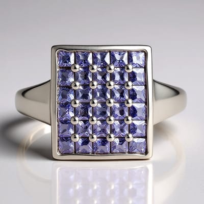 Cavill - 925 Sterling Zilver Ring met 1,485 ct Tanzaniet uit Tanzania - Princessgeslepen Edelstenen - Elegante Paarse Ring - Monosono Collectie