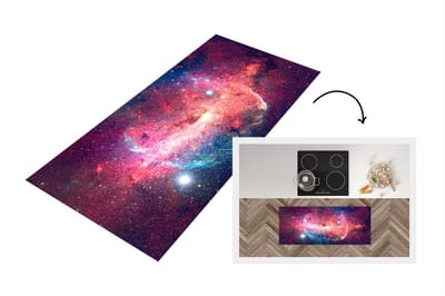 Keukenloper - Loper keuken - Oranje - Sterren - Ruimte - 120x50 cm - Keukenloper vinyl