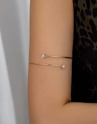 Statement armband - bovenarmband voor dames - bracelet - bracelet gold color - armband - bovenarmband - sieraden - mystic armband - gouden cuff-armband - cuff-armband - dubbele bangle - bangle armband - Forever Connected armband - armbandje -