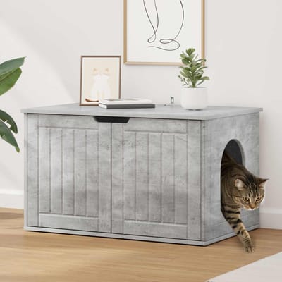 vidaXL Kattenhuis Beton 85 x 55 x 50,5 cm Bewerkt hout