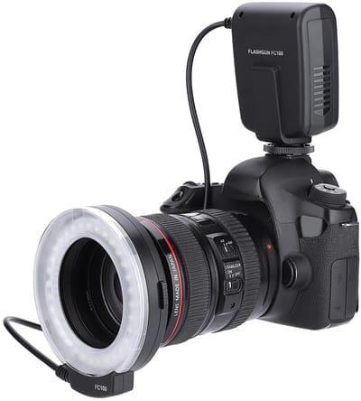 Allecto - Macro LED Flash Ring - Studio Fotografie Verlichting - 5000K - Verstelbaar in 7 Niveaus - Inclusief Adapterring - Geschikt voor Diverse C...