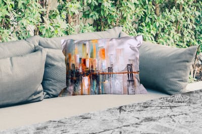 Buitenkussens - Tuin - Olieverf - Schilderij - Skyline - Abstract - 50x30 cm
