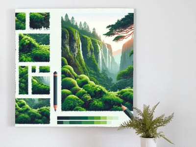 Pixel art mos schilderij | Mozaïek van natuurlijke schoonheid: een pixelige ode aan mos | Kunst - 20x20 centimeter op Dibond | Foto op Dibond