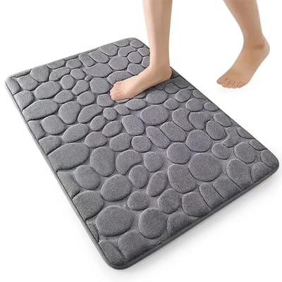 Solvix Badmat Antislip 40x60 cm – Absorberende Douchemat – Sneldrogende Badkamermat Machinewasbaar – Grijs