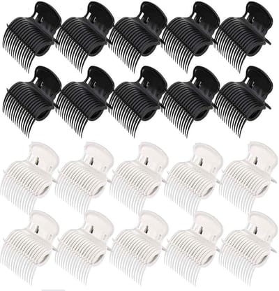 Krultang Clips - Haarrollers Klemmen - Haar Stylen - Hittebestendig Plastic - 24 Stuks - Zwart Wit