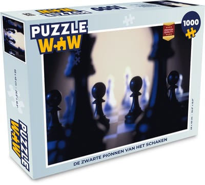 Puzzel De zwarte pionnen van het schaken - Legpuzzel - Puzzel 1000 stukjes volwassenen