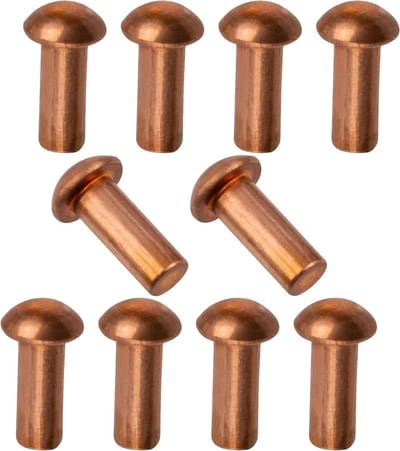 Koperen Klinknagels - Bevestigingsmateriaal Metaal - Onderdelen Bevestigen - Halfronde Kop DIN 660 - Ø25x6mm - Koper
