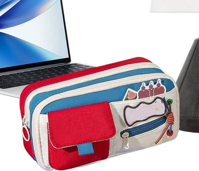 Famanu – Esthetische etui met vintage uitstraling, ruime organizer voor school en cosmetica