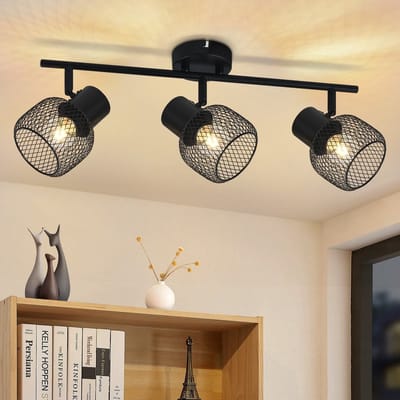 NETTLIFE Opbouwspot 3 vlammen E27 - rond - vintage - zwart - metaal Plafondspot - verstelbaar 330°spot plafondlamp spot - voor woonkamer slaapkamer keuken - zonder gloeilampen