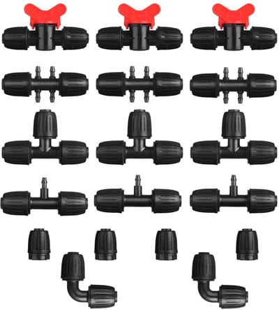 Dailygoods- Druppelirrigatieonderdelen 18 Stuks - Multifunctionele Set - Barbecue-Aansluiting - Irrigatiebuis - Lekvrije Verbinding - 1/2 Inch Aansluitingen - Irrigatieaccessoires