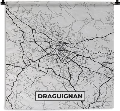 Wandkleed - Wanddoek - Frankrijk – Plattegrond – Kaart – Draguignan – Stadskaart - 180x180 cm - Wandtapijt