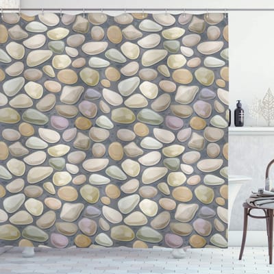 ABAKUHAUS Douchegordijn Pebble Stonewall – 175x200 cm, grijs-tan, waterafstotend