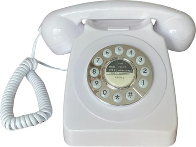 CT8019B Retro Vaste Telefoon - Druktoets - Mechanische Rinkelbel - Wit