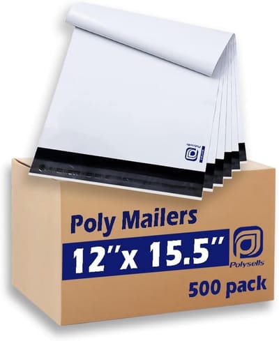 500 Witte Verzendtassen - Sterke, Waterdichte en Scheurbestendige Plastic Enveloppen voor Kleding en Boeken (30x39 cm)