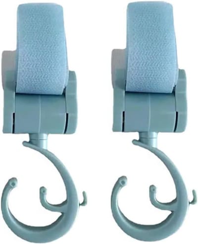 Baby Hanger Haken - Kinderwagen Organizer - Handsfree Dragen - 360 Graden Draaibaar - 16 Stuks - Blauw