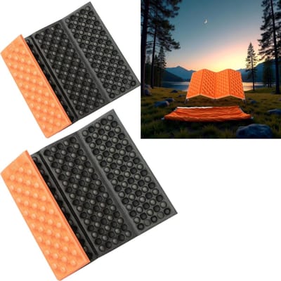 2 stuks - Waterdicht zitkussen voor buiten- Waterdicht, lichtgewicht en gemakkelijk - Waterdicht stadionzitkussen - Schuimkussen - 39*28*3,5 cm - Geschikt voor wandelen, kamperen, picknicken en rusten in de buitenlucht - Zwart en oranje
