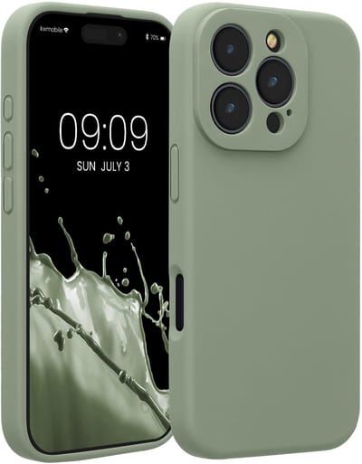 kwmobile telefoonhoesje geschikt voor Apple iPhone 16 Pro - TPU backcover met siliconen coating - Smartphone case in grijsgroen