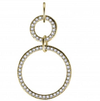 Schitterende 14K Vergulde Zilveren Halsketting met Hanger Rondjes belegd met Zirkonia's