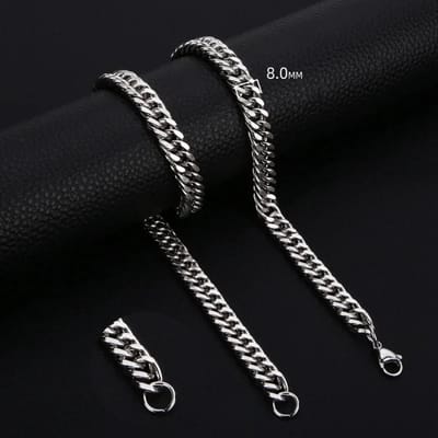 Aramat Jewels | Halskettingen | RVS Curb Chain Ketting Zilverkleur - Stoere Schakelketting | 60cm / 8mm |60cm | | Staal | Volwassenen | Verkleurd niet