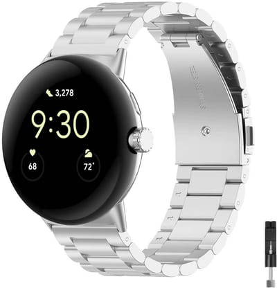 Stravo Stalen bandje – Geschikt voor Google Pixel Watch 4 / Pixel Watch 3 / Pixel Watch 2 / Pixel Watch 1 – 41mm – RVS Horlogebandje – Zilver