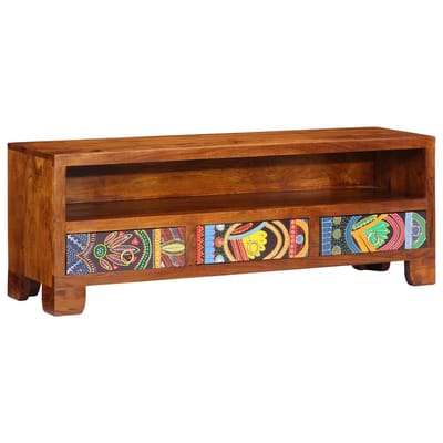 vidaXL - TV-meubel - 110x30x40 - massief - acaciahout - meerkleurig