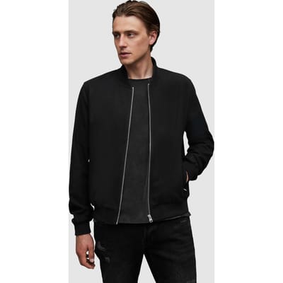 AllSaints Bardsley Bomber Black Size: XXL | Leather & Biker Jackets Outlet | Heren | Zwart