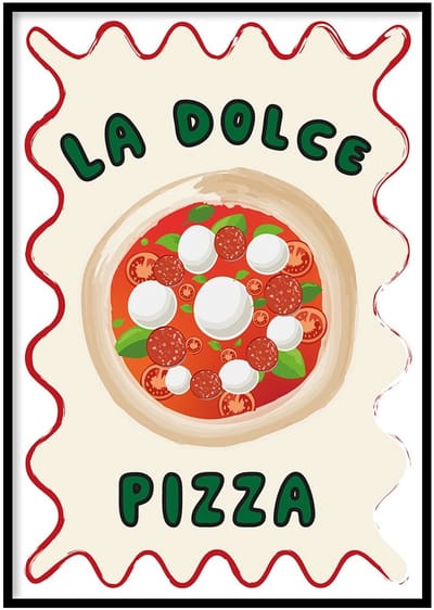 Poster La dolce pizza - 30x40 cm - Keuken Poster - WALLLL - Exclusief lijst - Professioneel fotopapier