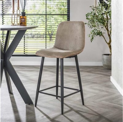 Barstoel Ribstof - Rock zandkleur - barstoelen set van 2