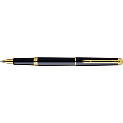 Waterman Hémisphère rollerballpen | glanzend zwart met 23-karaats gouden trim | fijne punt | zwarte inkt | geschenkverpakking